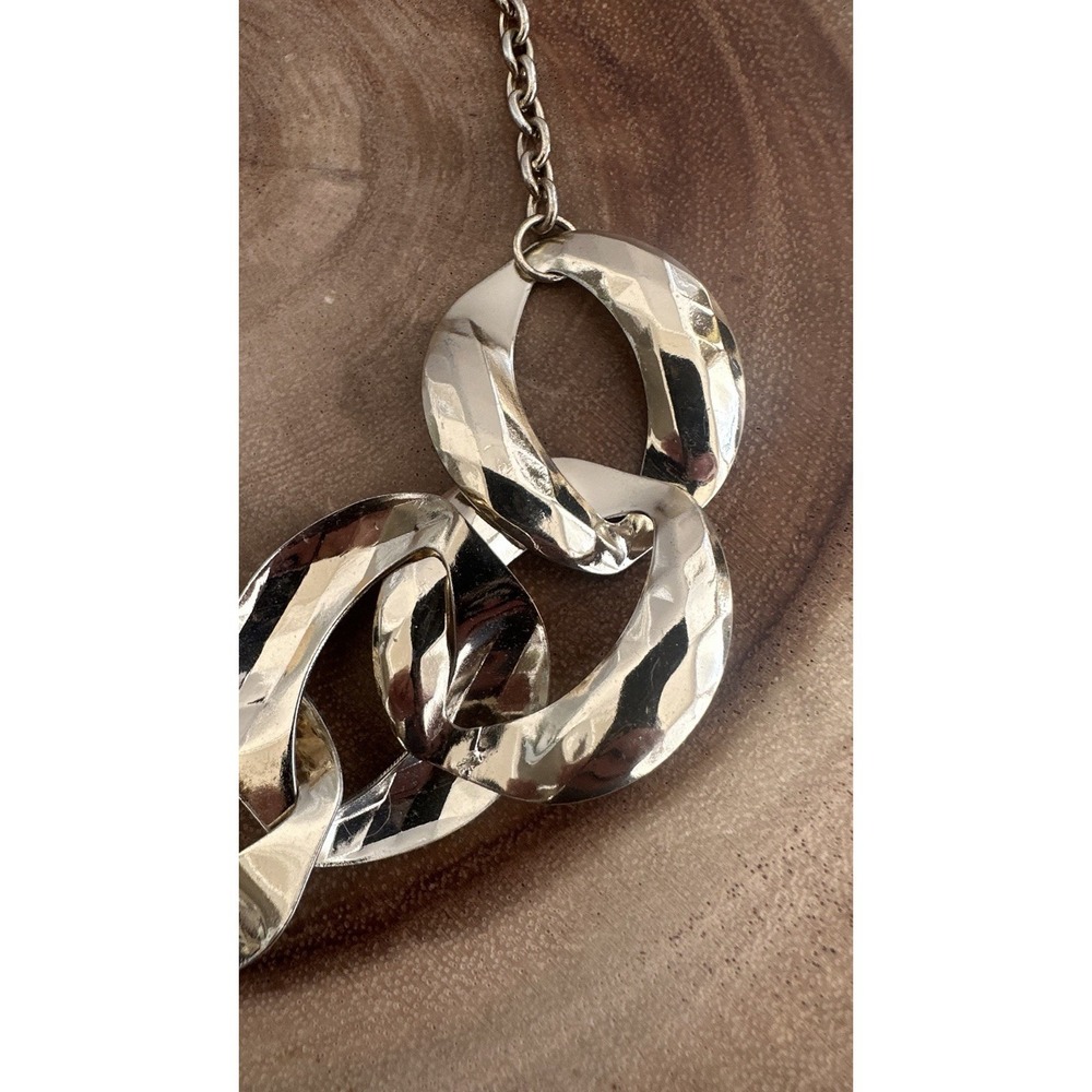 Chunky Gold Tone Statement Necklace Chain Geometric Circle Adjustable Boho Retro - Picture 2 of 7